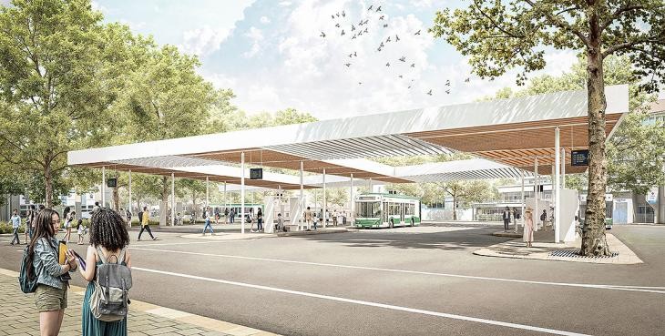 Grafische Visualisierung des neuen Busbahnhofs Göppingen