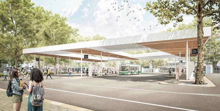 Grafische Visualisierung des künftigen ZOB in Göppingen
