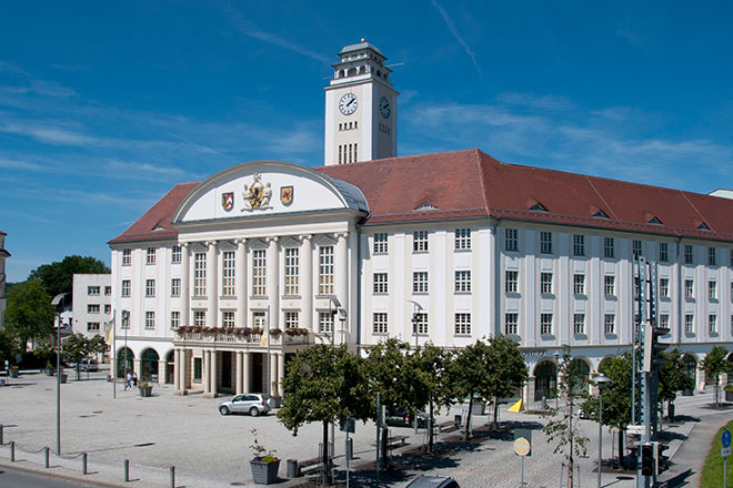 Vorderansicht des Rathauses in Sonneberg