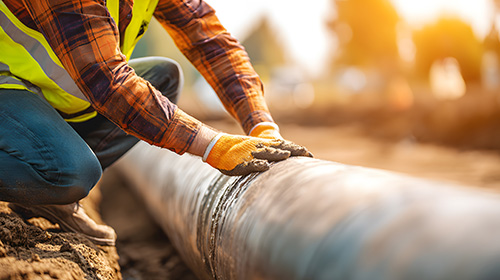 Ein Mann hält eine Kreide vor einer Tafel auf der ein Organigramm abgebildet ist