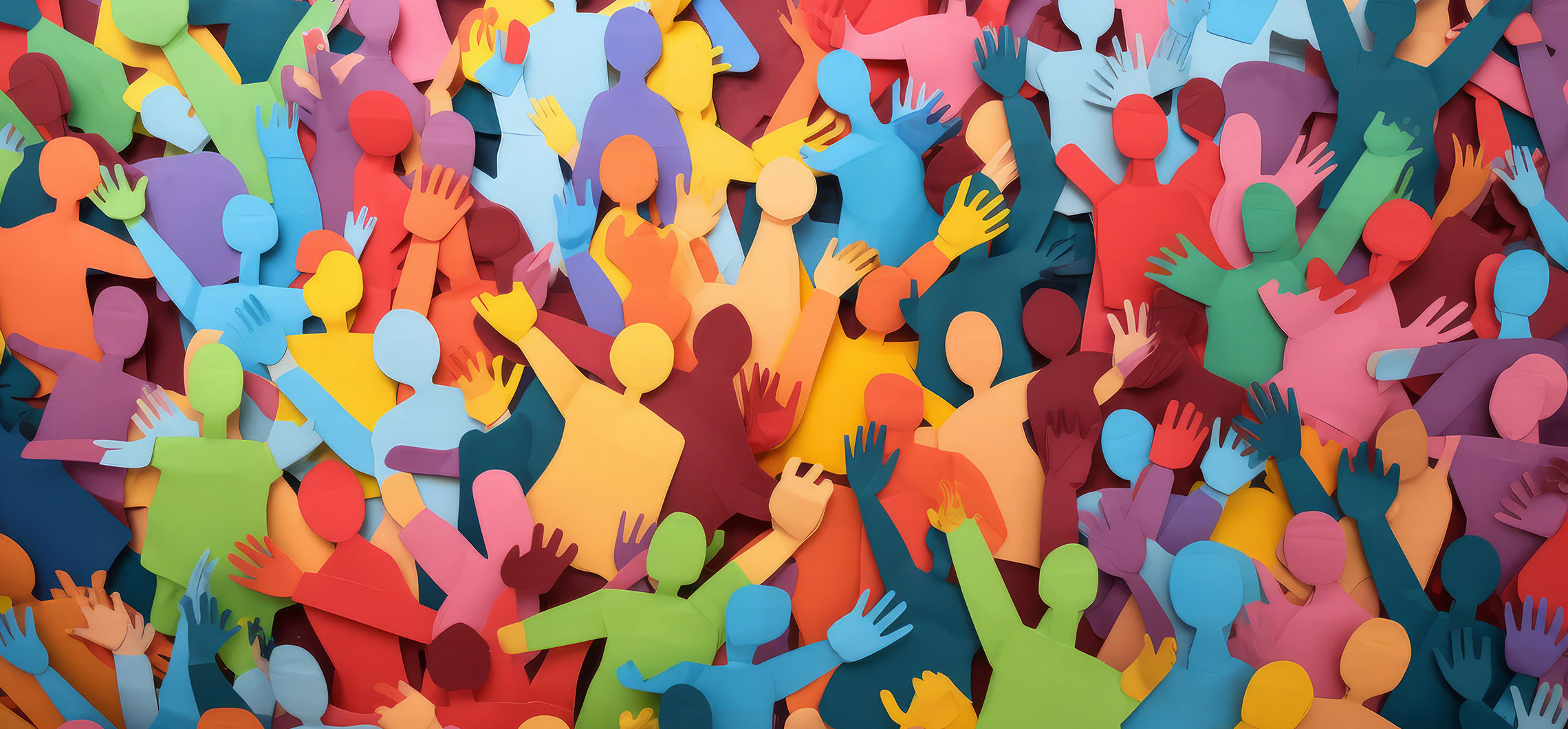 Bunte Silhouetten von Menschen aus Papier