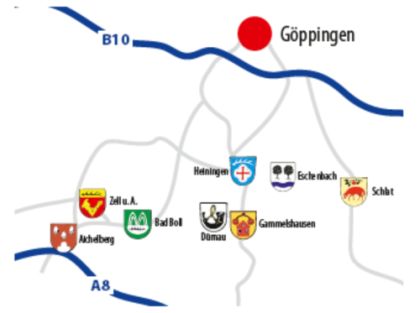 Eine grafische Übersicht der Außenstellen der Jugendmusikschule.