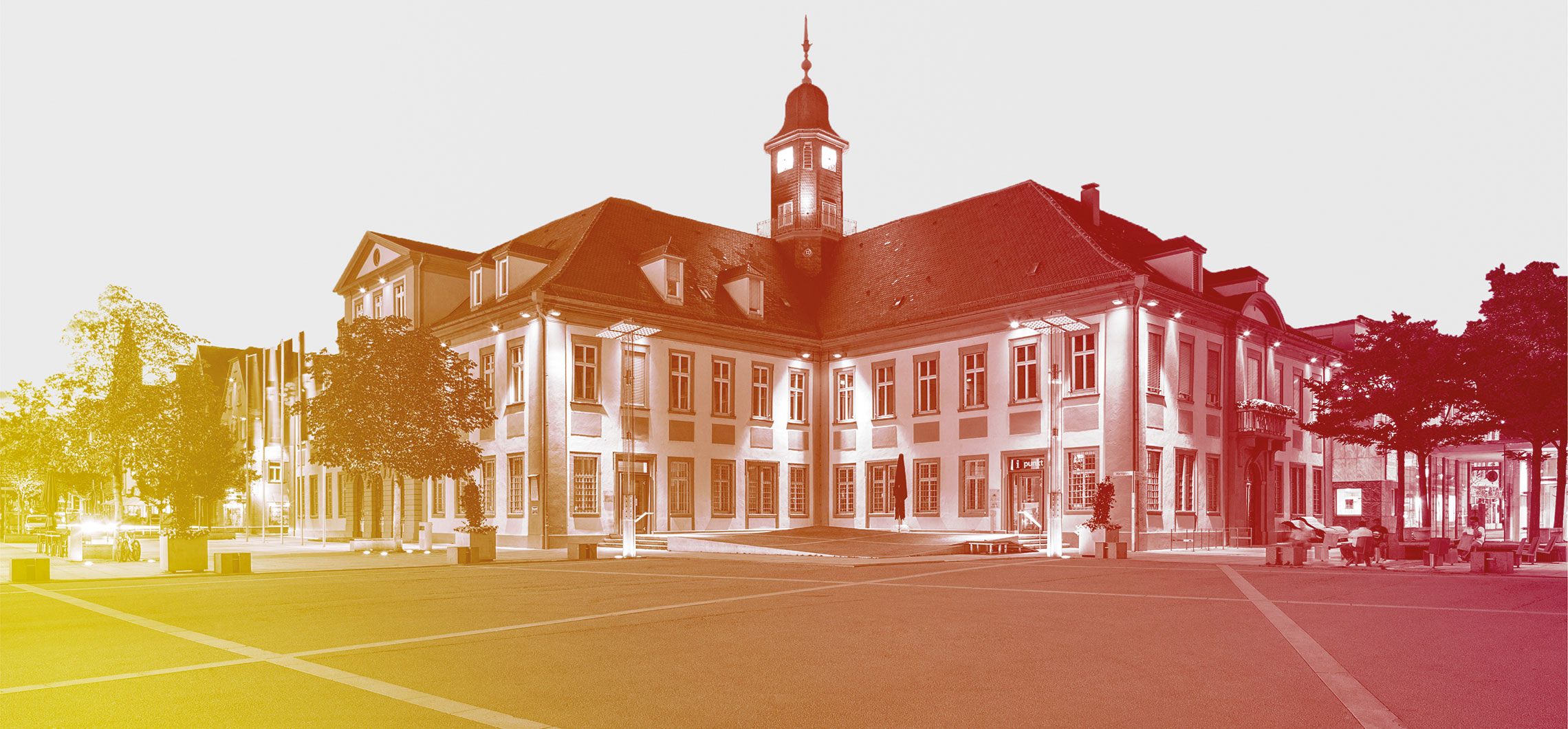 Das Rathaus in Göppingen mit Farbfilter darüber gelegt