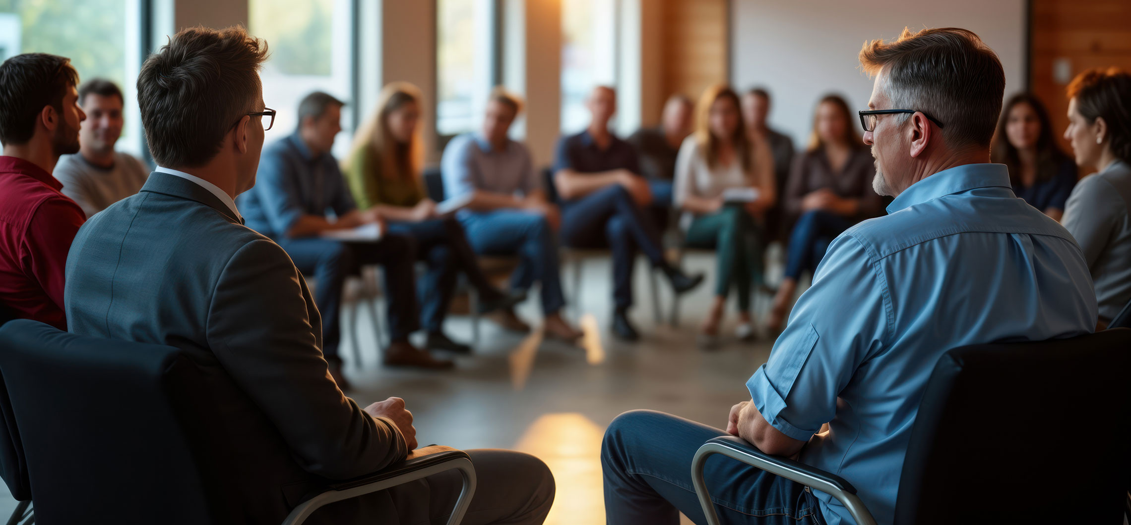 Eine Gruppe von Menschen in einem Sitzkreis
