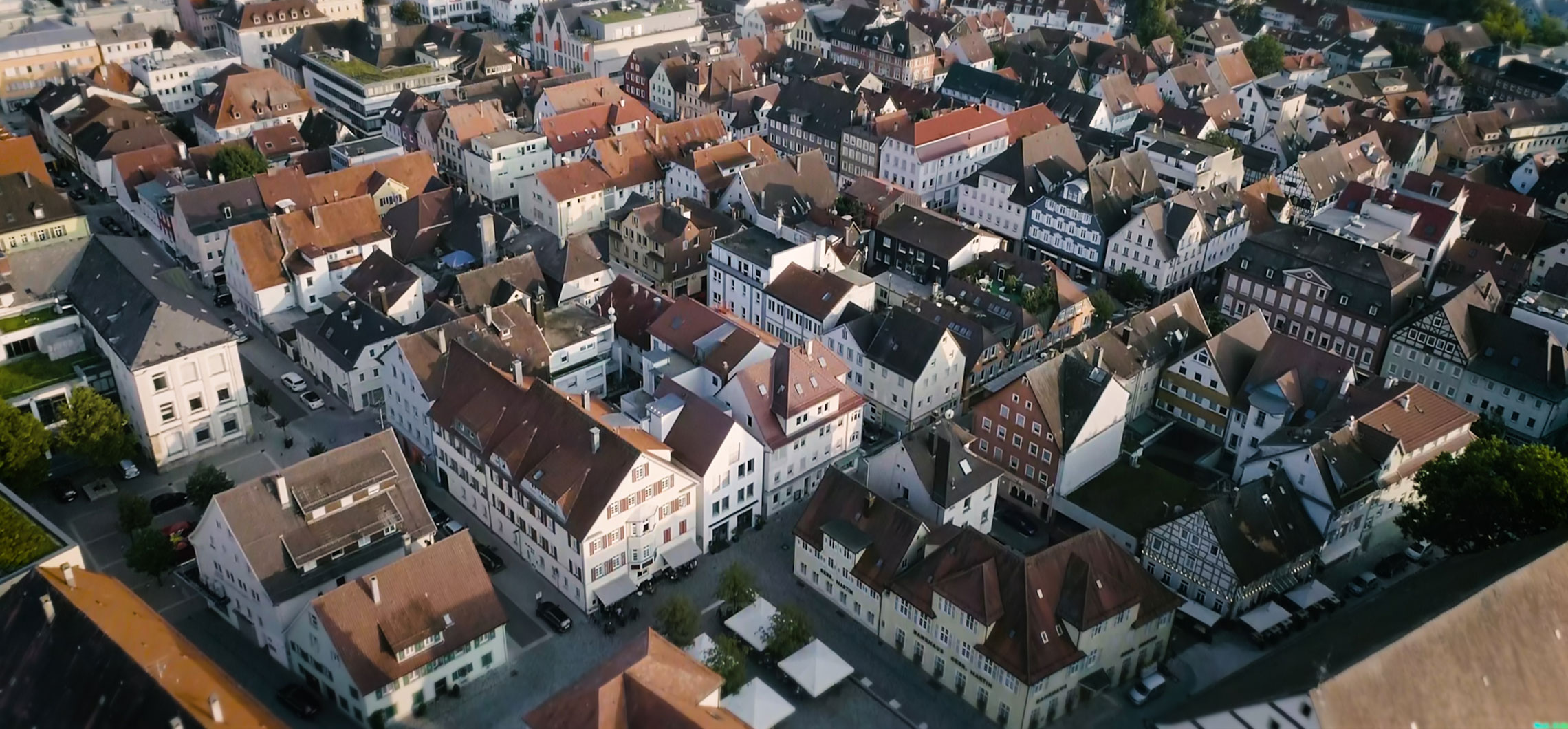 Ein isometrisches Luftbild der Innenstadt von Göppingen